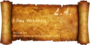 Lőwy Antónia névjegykártya